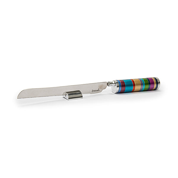 Challah Bread Knife with Detachable Salt Shaker - Multicolored