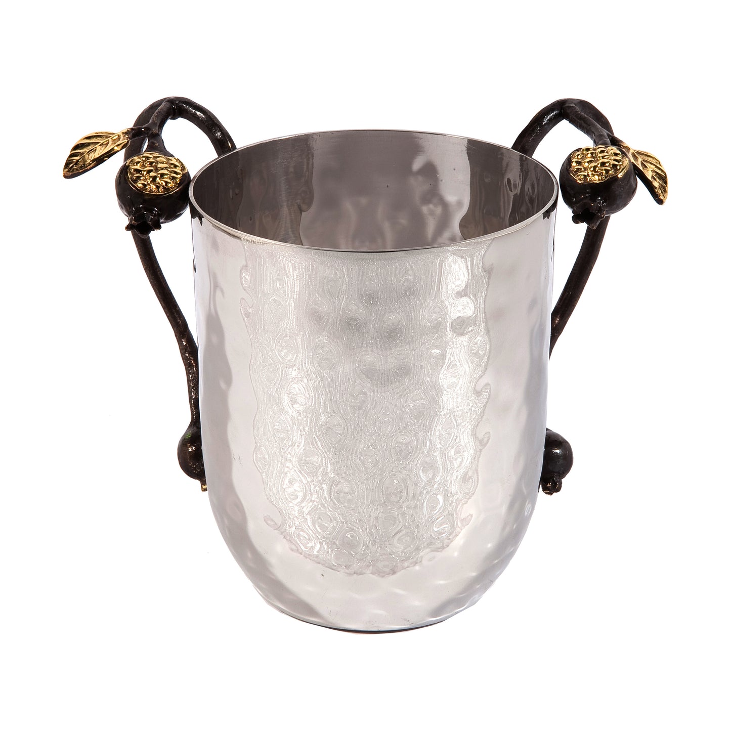 Hammered Netilat Yadayim Hand Washing Cup - Sculpted Handles