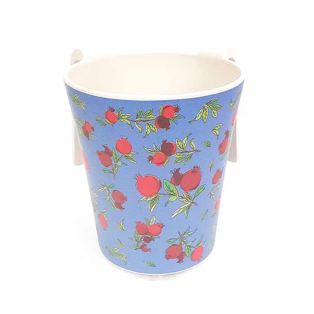 Bamboo Fiber Hand Washing Cup for Netilat Yadayim - Pomegranates Blue