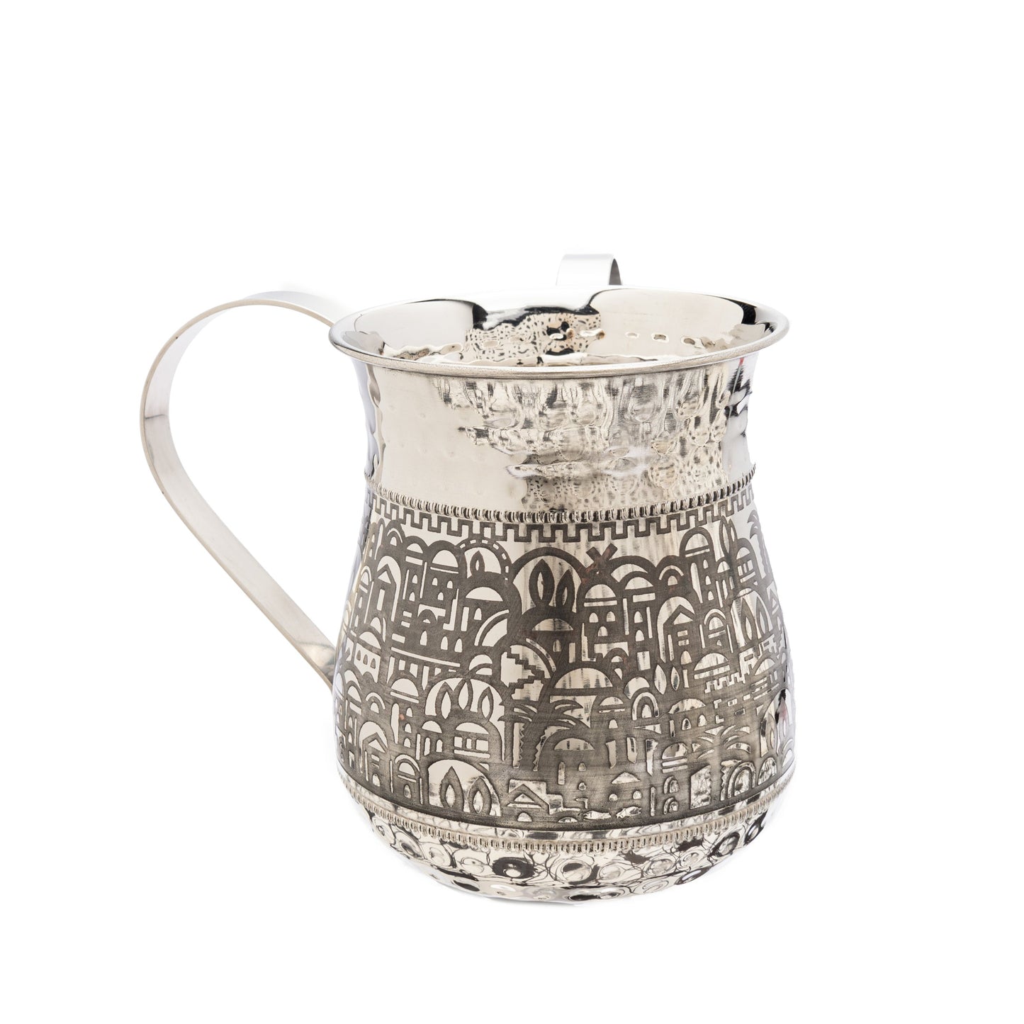 Stainless Steel Netilat Yadayim Cup - Engraved Jerusalem