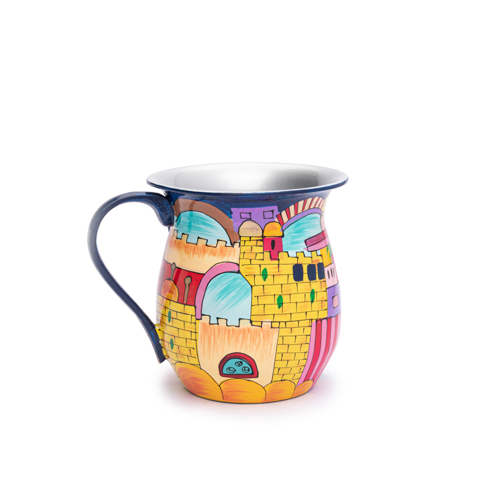 Hand-Painted Aluminum Netilat Yadayim Hand Washing Cup - Jerusalem