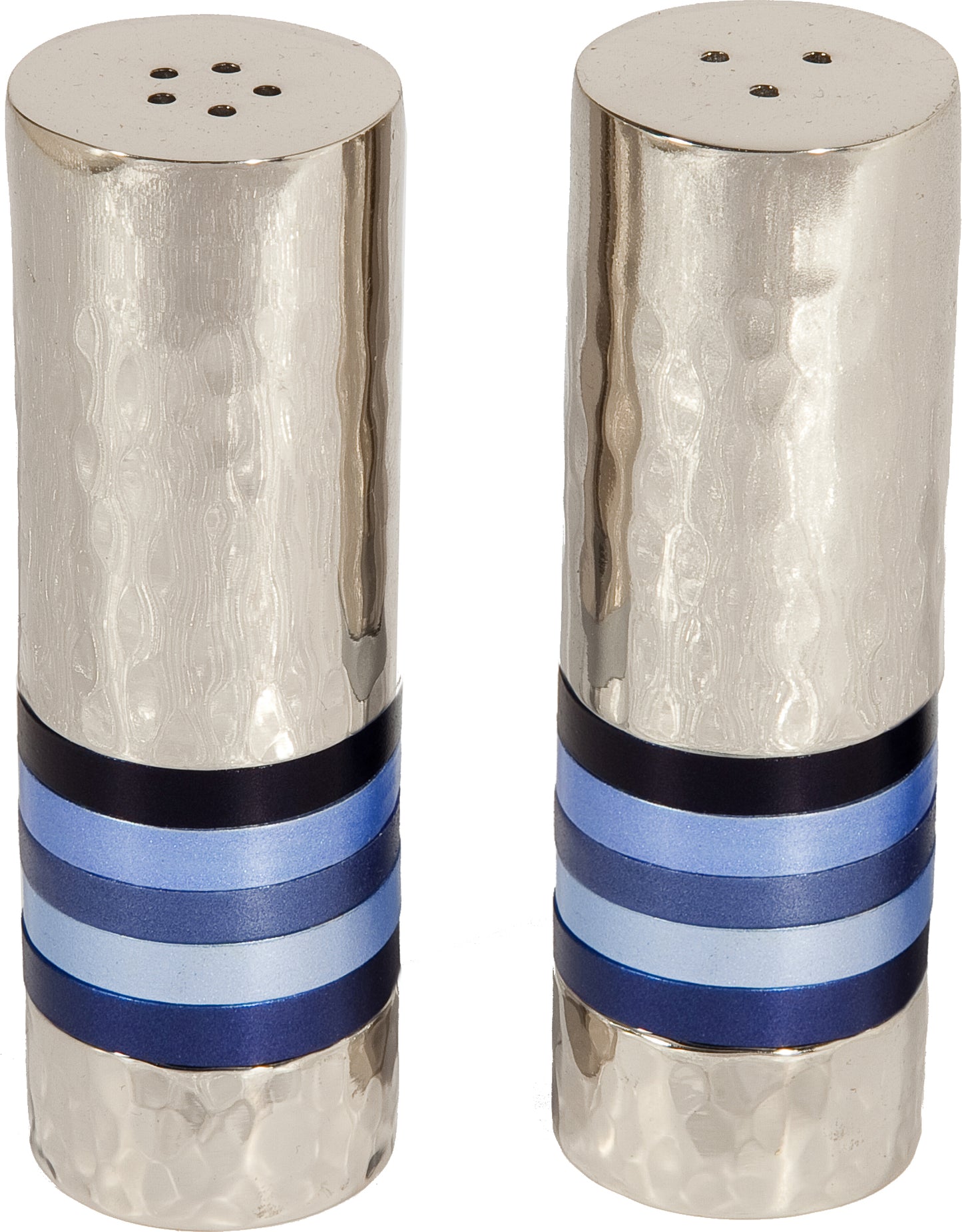 Hammered Salt and Pepper Shaker Set - Shades of Blue
