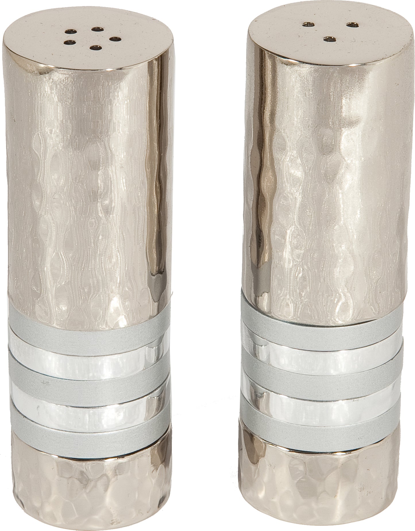 Hammered Salt and Pepper Shaker Set - Shades of Silver