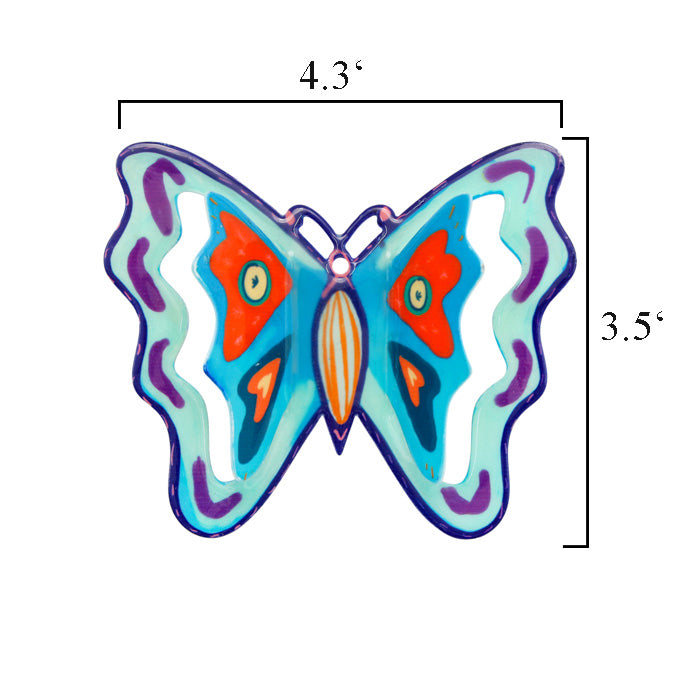 Small Butterfly Wall Hanging 3.5" x 4.3", Orange & Blue