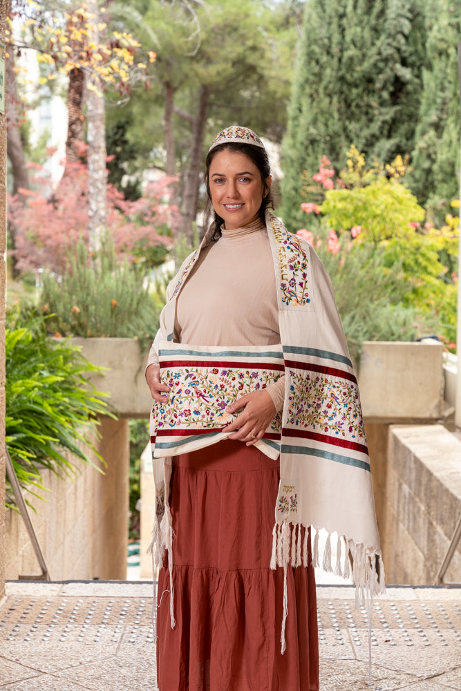 Embroidered Silk Tallit Set - Matriarchs