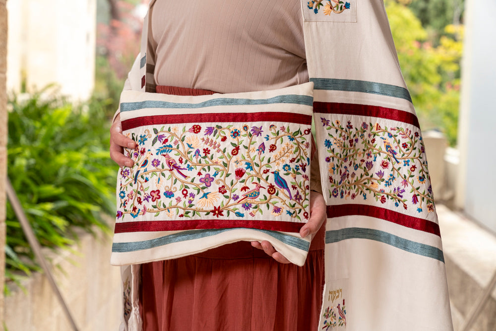 Embroidered Silk Tallit Set - Matriarchs