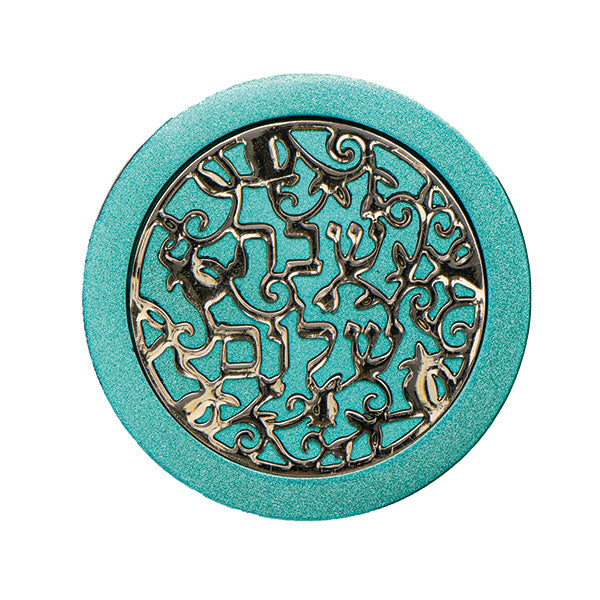 Compact Travel Shabbat Candle Holders - Turquoise