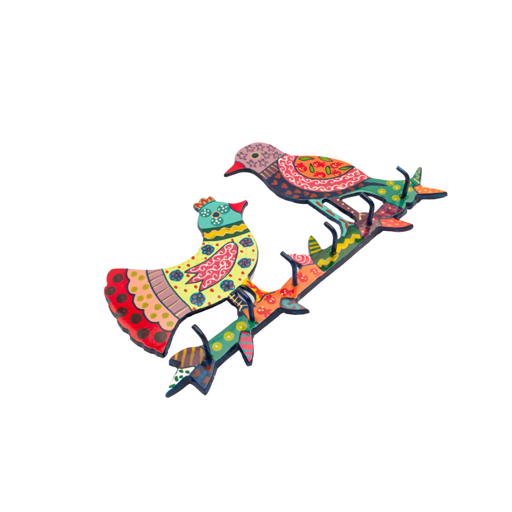 Hand-Painted Metal Key Holder - Birds