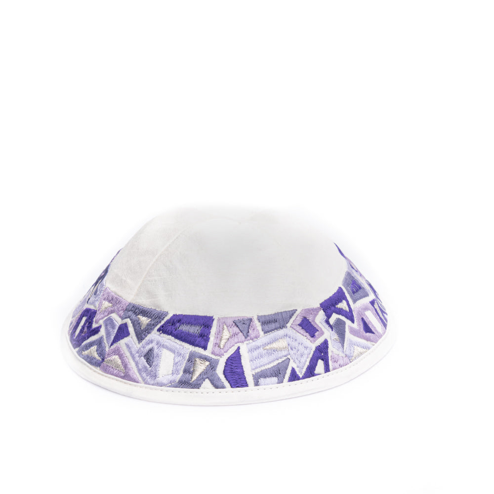 Embroidered Kippah - Lilac Mosaic
