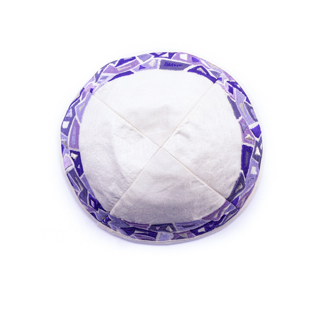 Embroidered Kippah - Lilac Mosaic