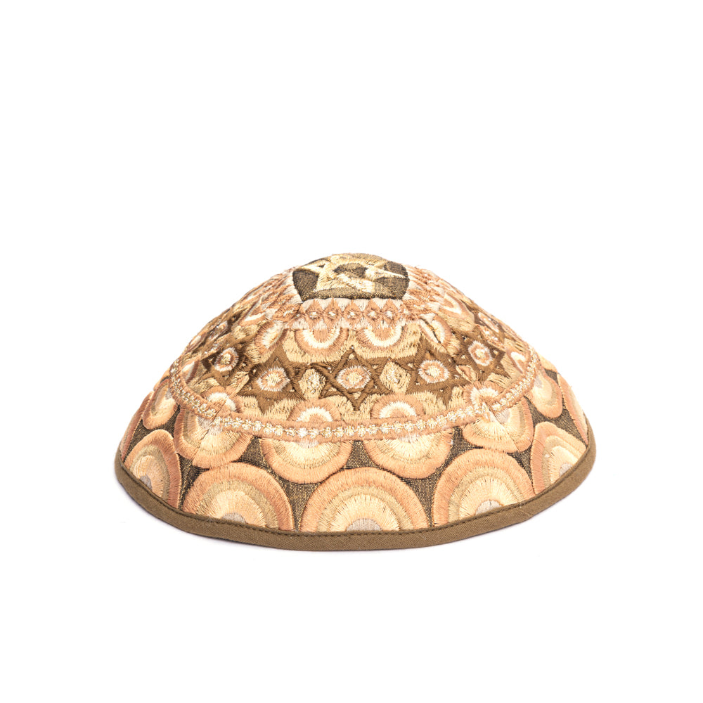 Embroidered Kippah - Rainbow and Star of David - Gold