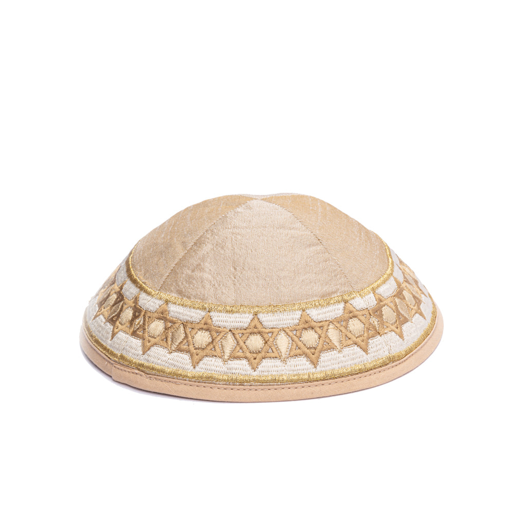 Embroidered Kippah - Star of David - Gold