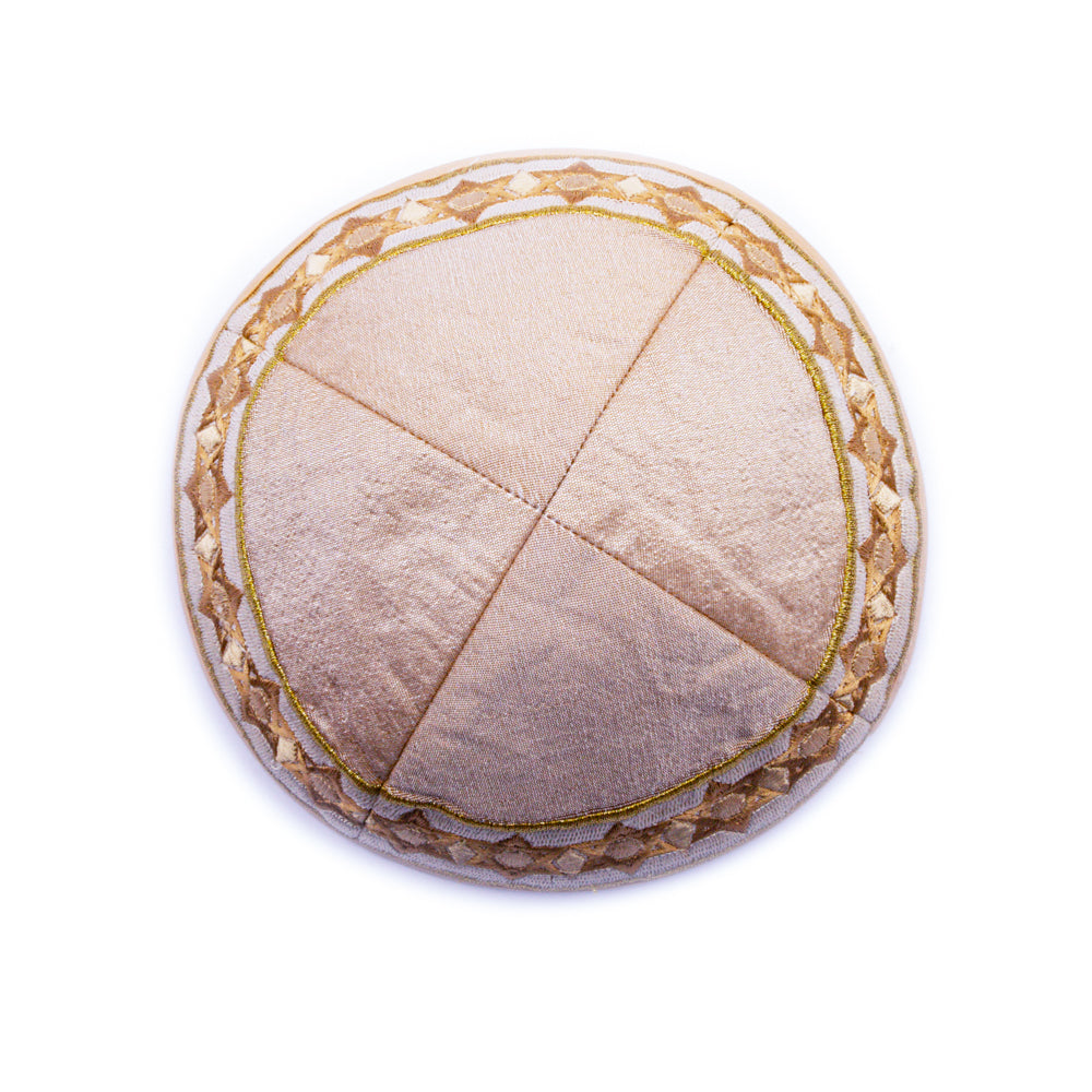 Embroidered Kippah - Star of David - Gold