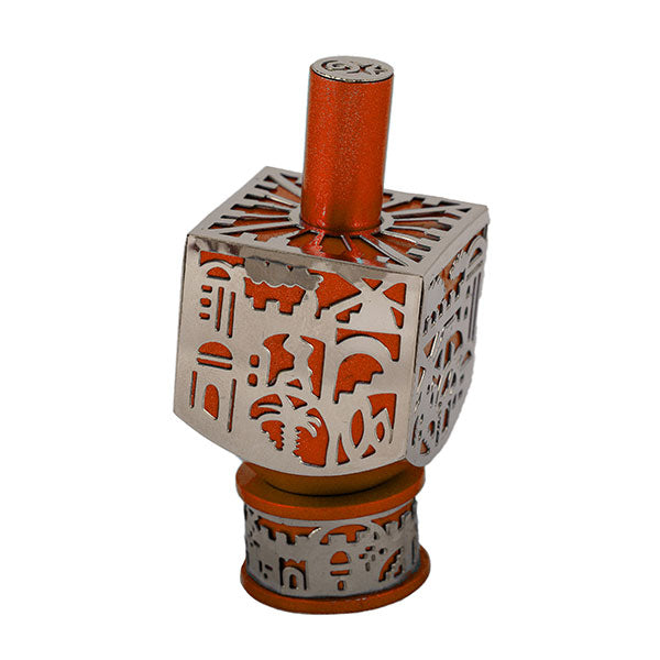Large Anodized Aluminum Dreidel, Jerusalem, 3"