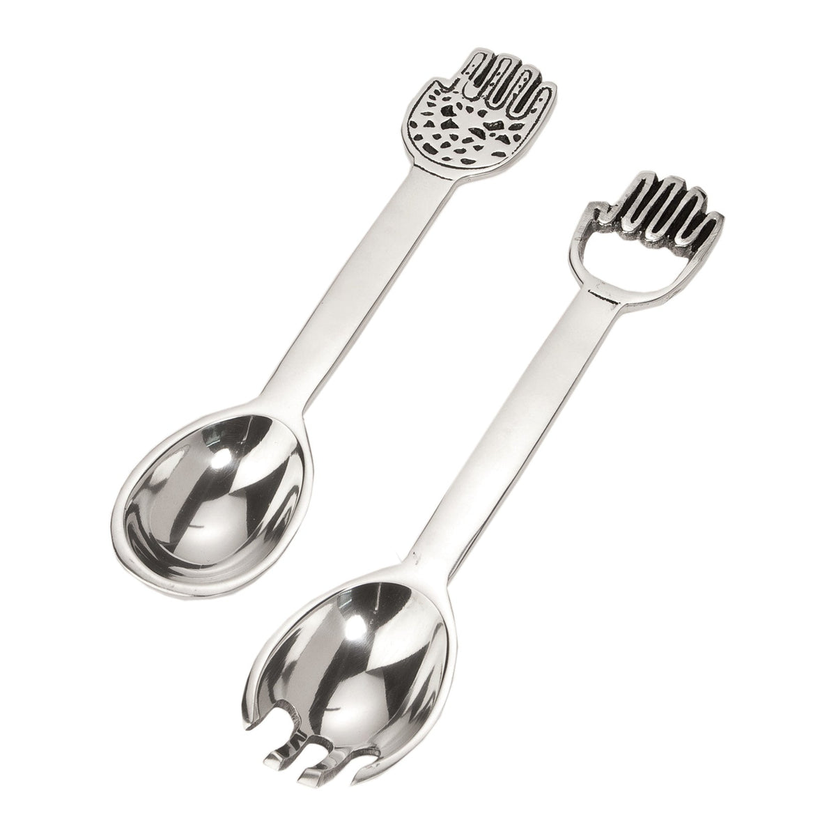 Hammered Metal Hamsa Salad Servers, Set of 2