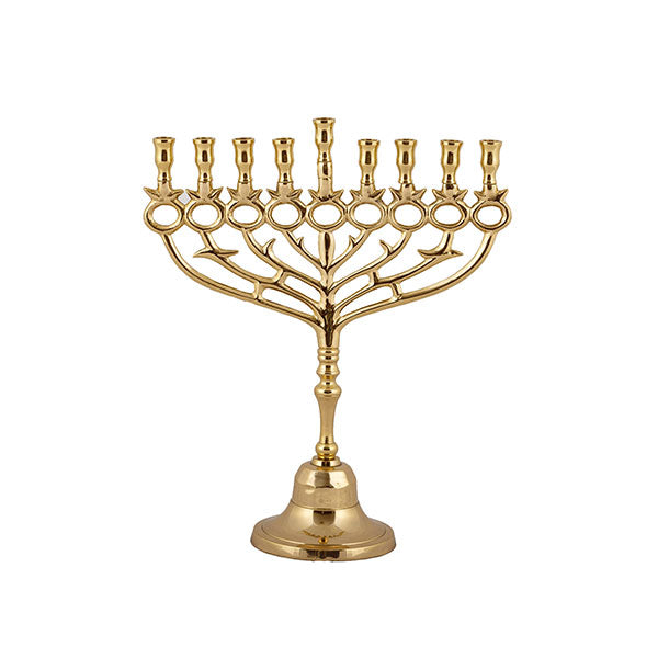 Brass Branched Menorah, Pomegranate 12"