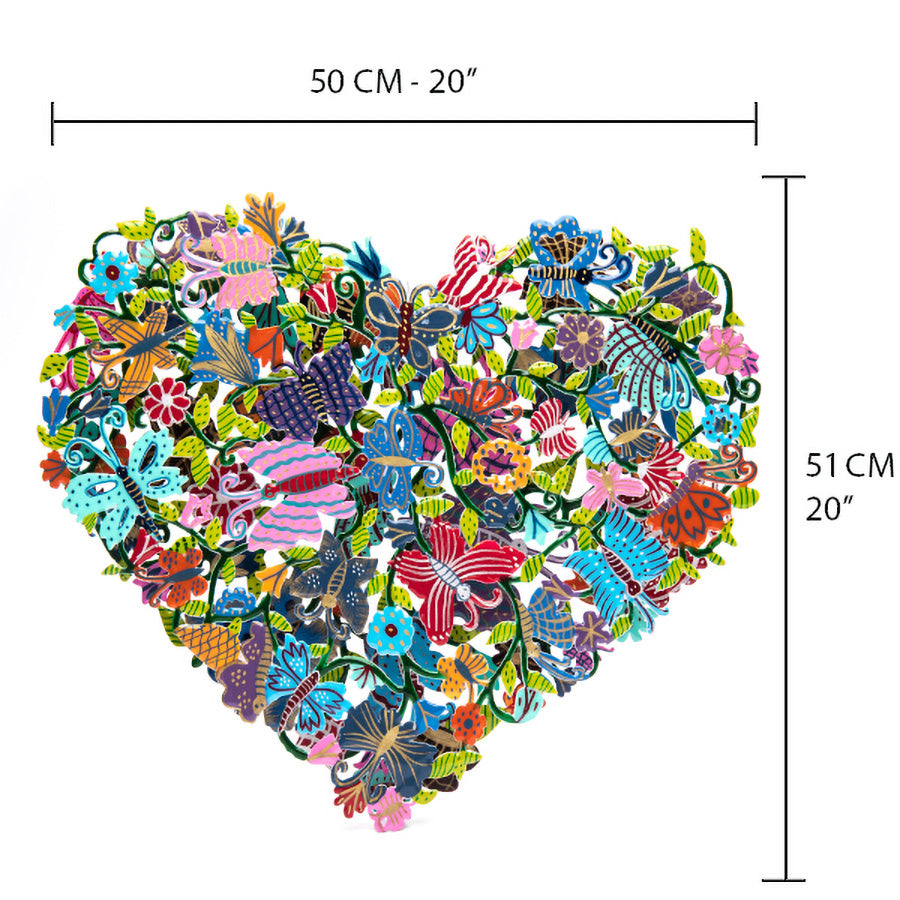 Metal Cutout Heart Wall Art, Butterflies
