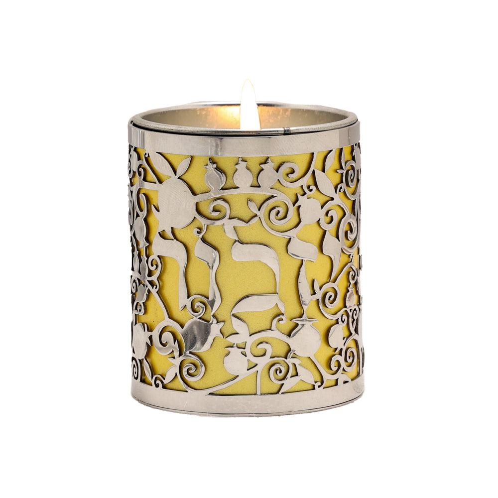 Metal Cutout Memorial Candle Holder, Pomegranate