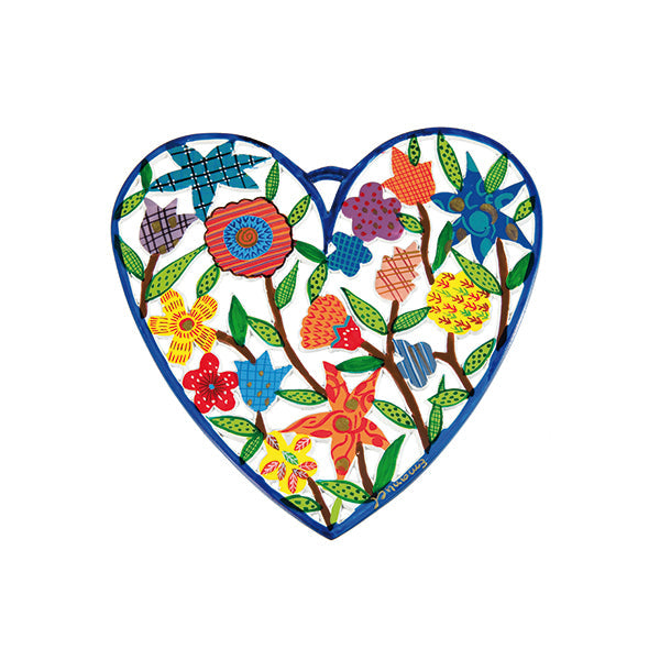 Hand Painted Metal Heart, Floral