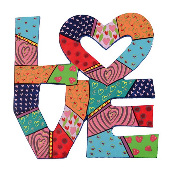 Hand Painted Metal Love Wall Hanging
