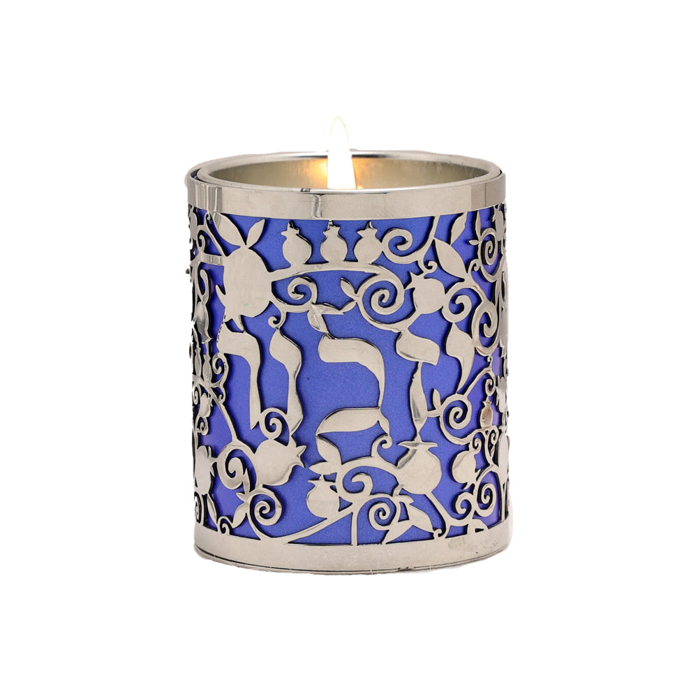 Metal Cutout Memorial Candle Holder, Pomegranate Yizkor