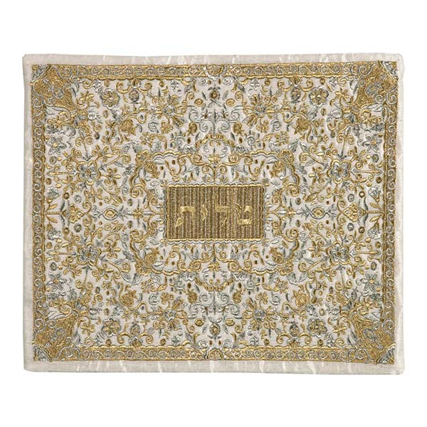 Embroidered Silk Tallit Bag, Silver and Gold