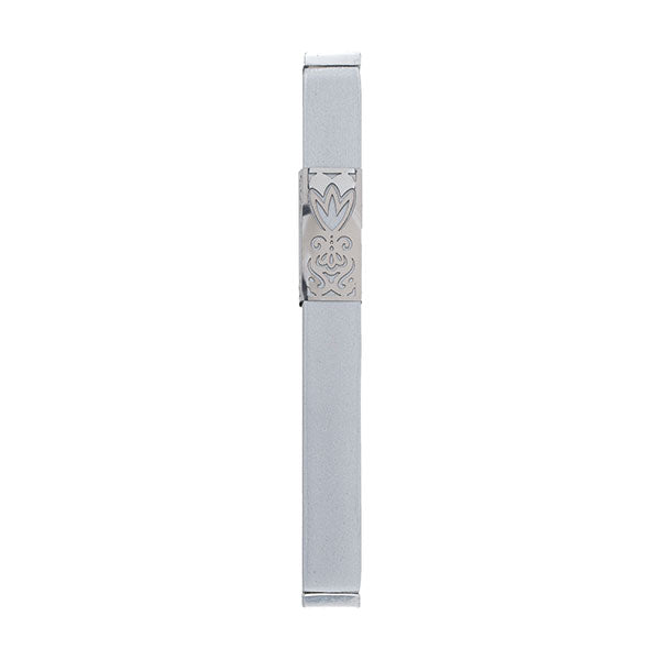 Metal Cutout Mezuzah Case, Matte Silver, 6"