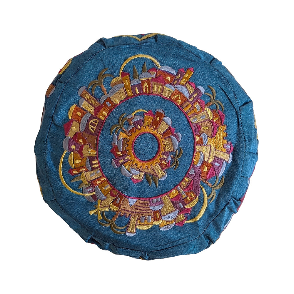 Embroidered Bucharian Kippah, Jerusalem Multicolor