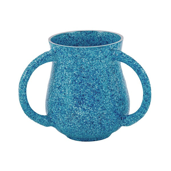 Faux Marble Metal Netilat Yadayim Cup, Light Blue