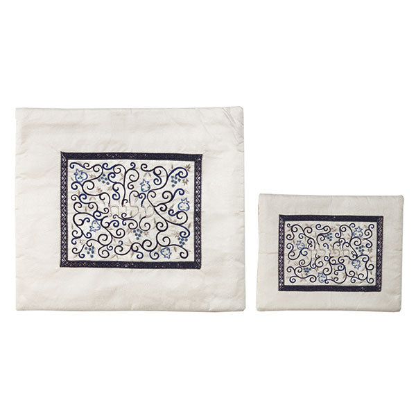 Embroidered Silk Tefillin Bag, Pomegranate Vine