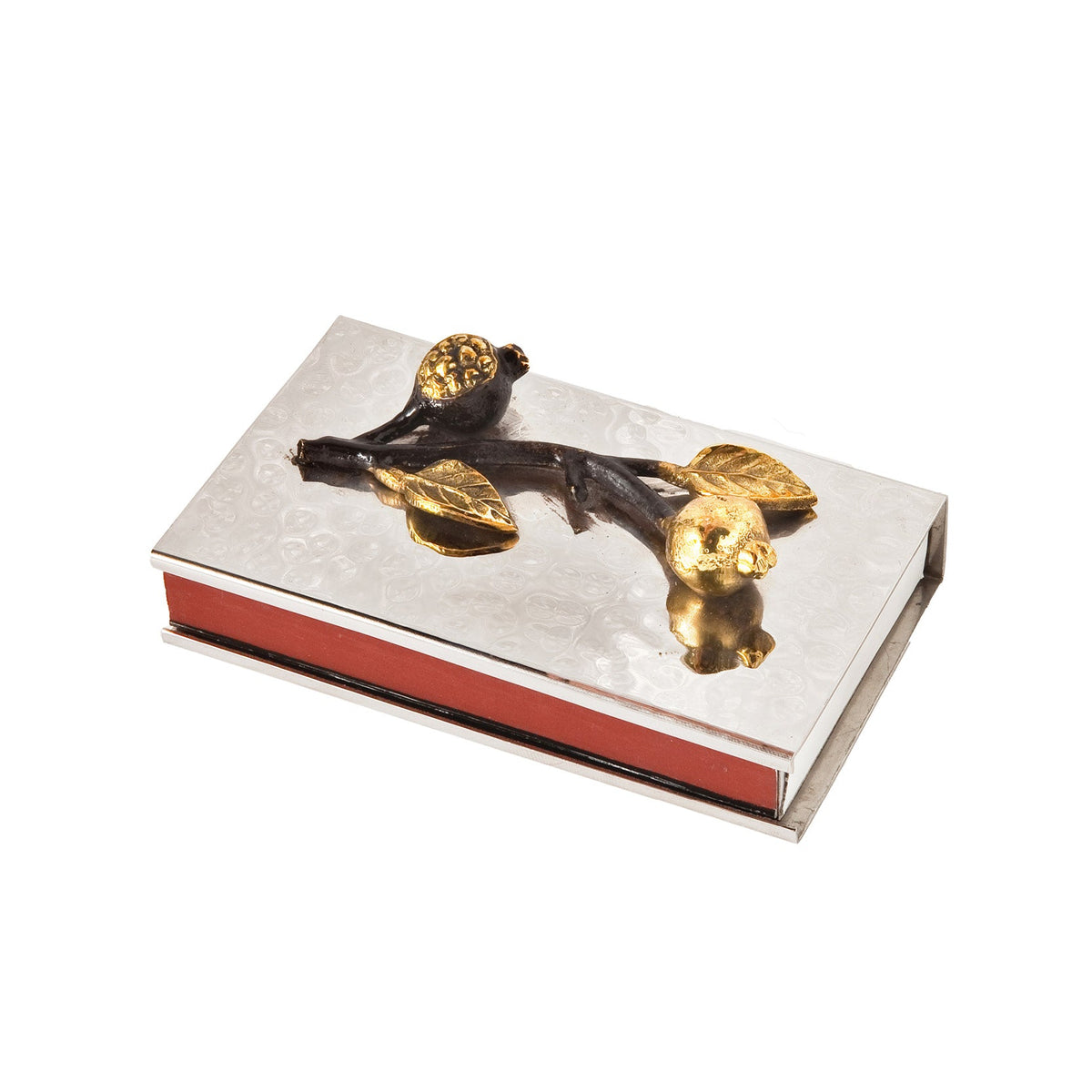 Hammered Metal Matchbox Holder, Pomegranate