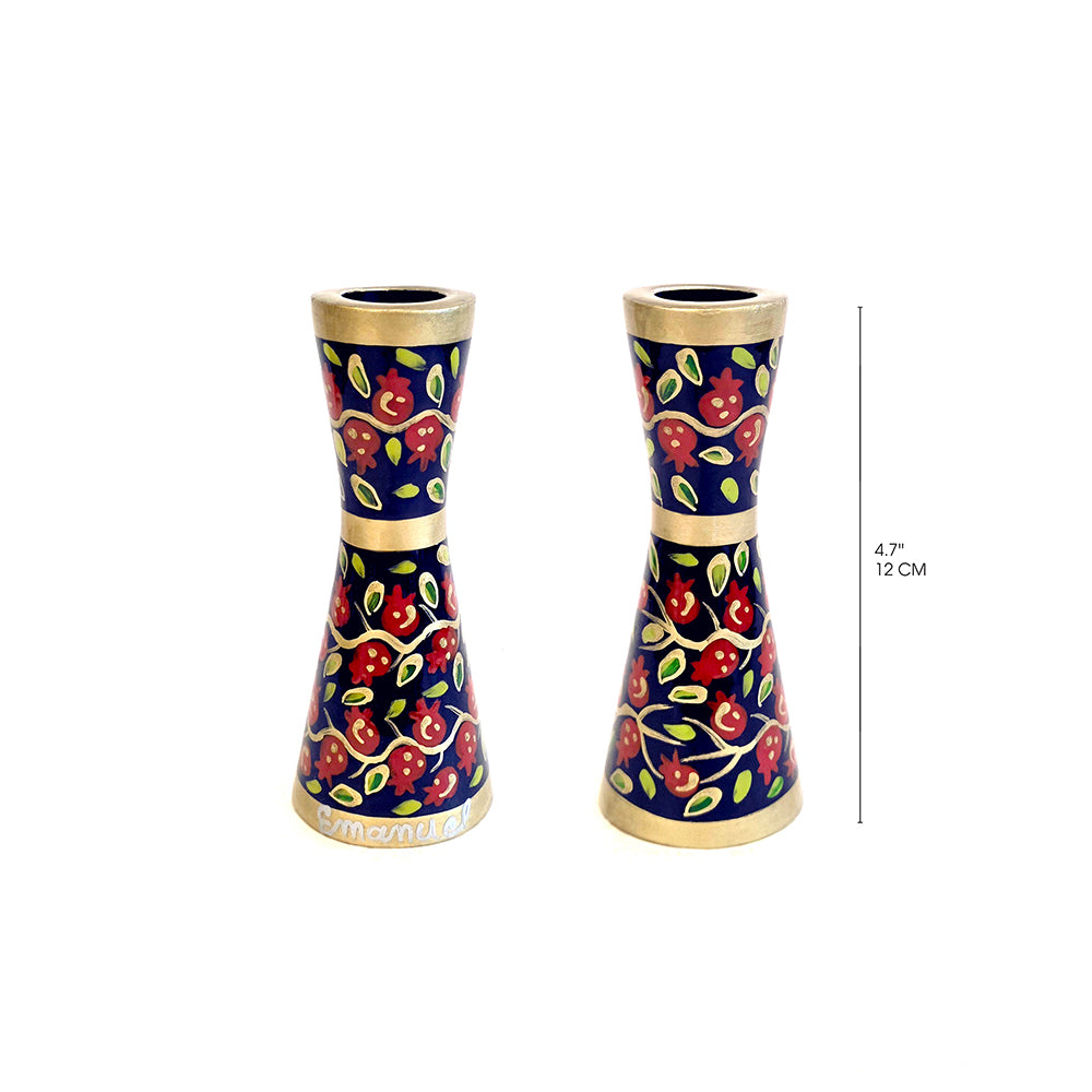 Hand Painted Metal Candlesticks, Pomegranate