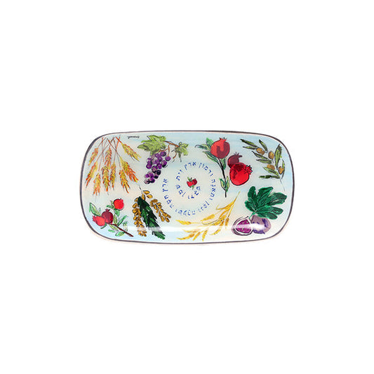 Hand Painted Aluminum Tray, Seven Species