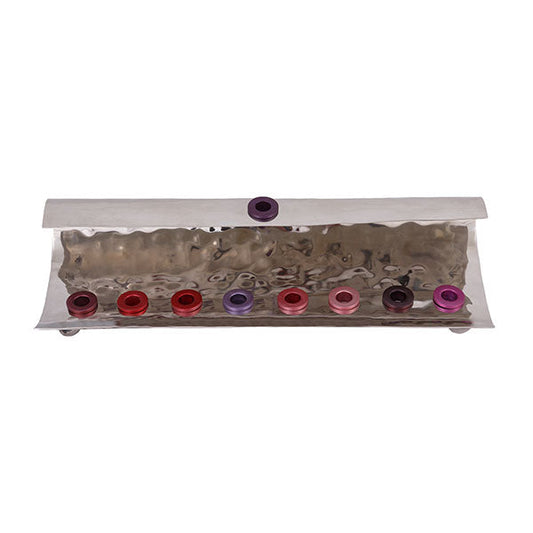Hammered Metal Wave Menorah, Maroon