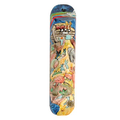 Hand Painted Wood Mezuzah Case, Noah's Ark