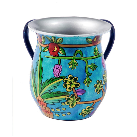 Hand Painted Aluminum Netilat Yadayim Cup, Seven Species