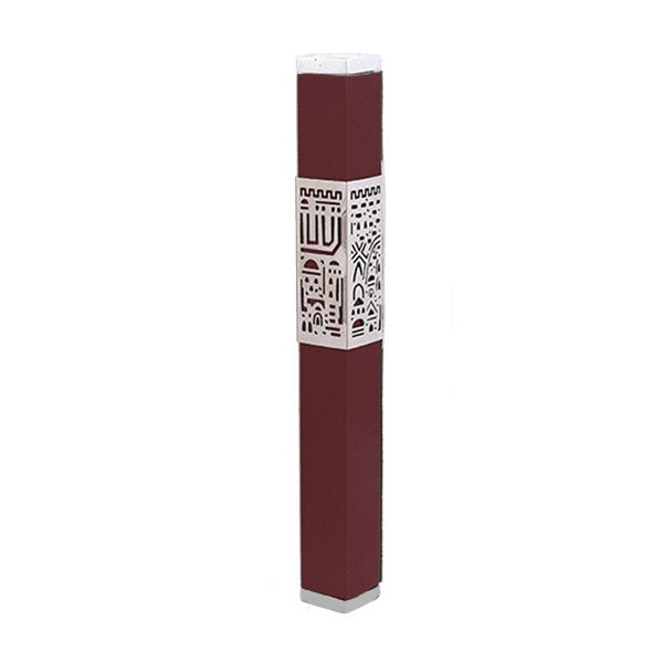 Metal Mezuzah Case, Jerusalem Cutout, 6"