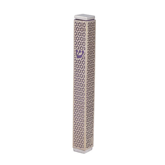 Metal Cutout Mezuzah Case, Magen David Purple