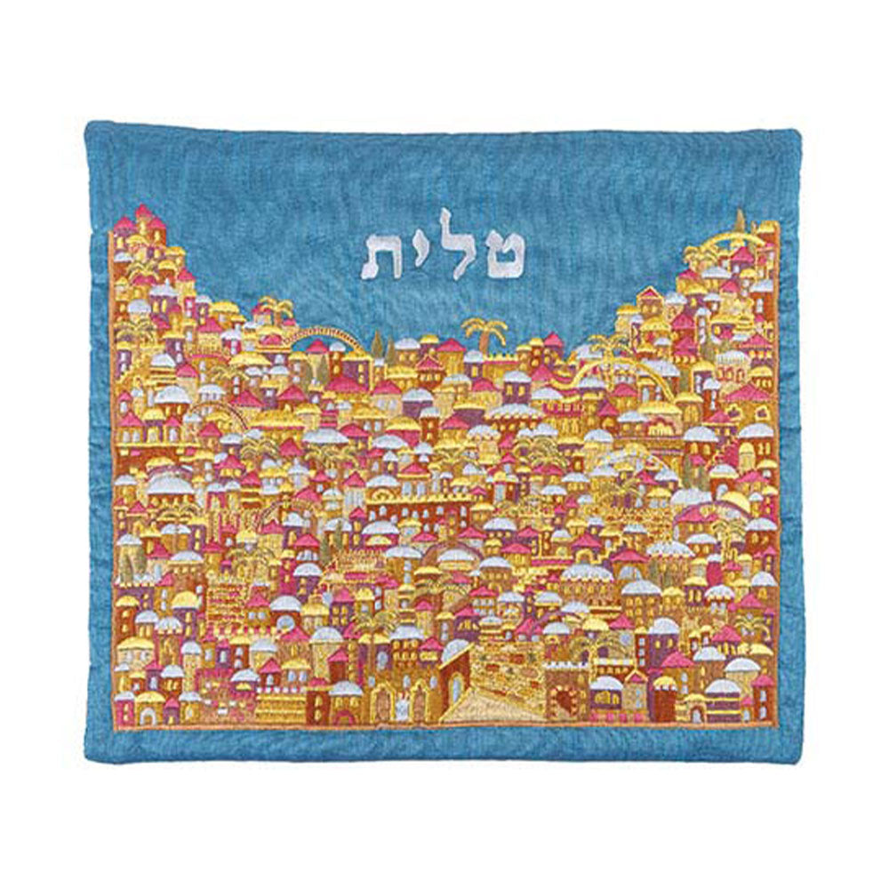 Embroidered Silk Tallit Bag, Jerusalem