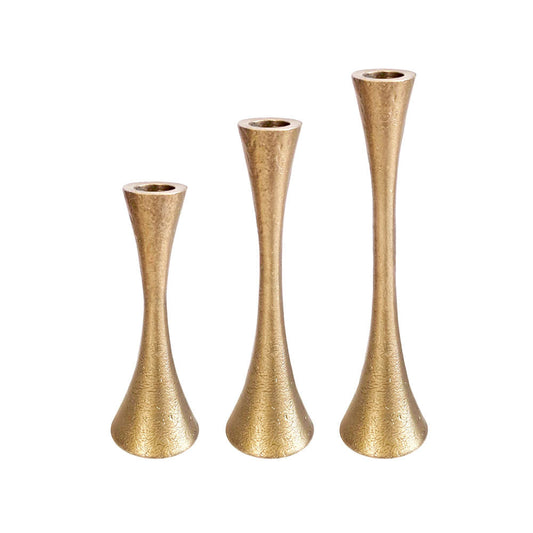 Cast Aluminum Candlesticks, Graduated Set of 3