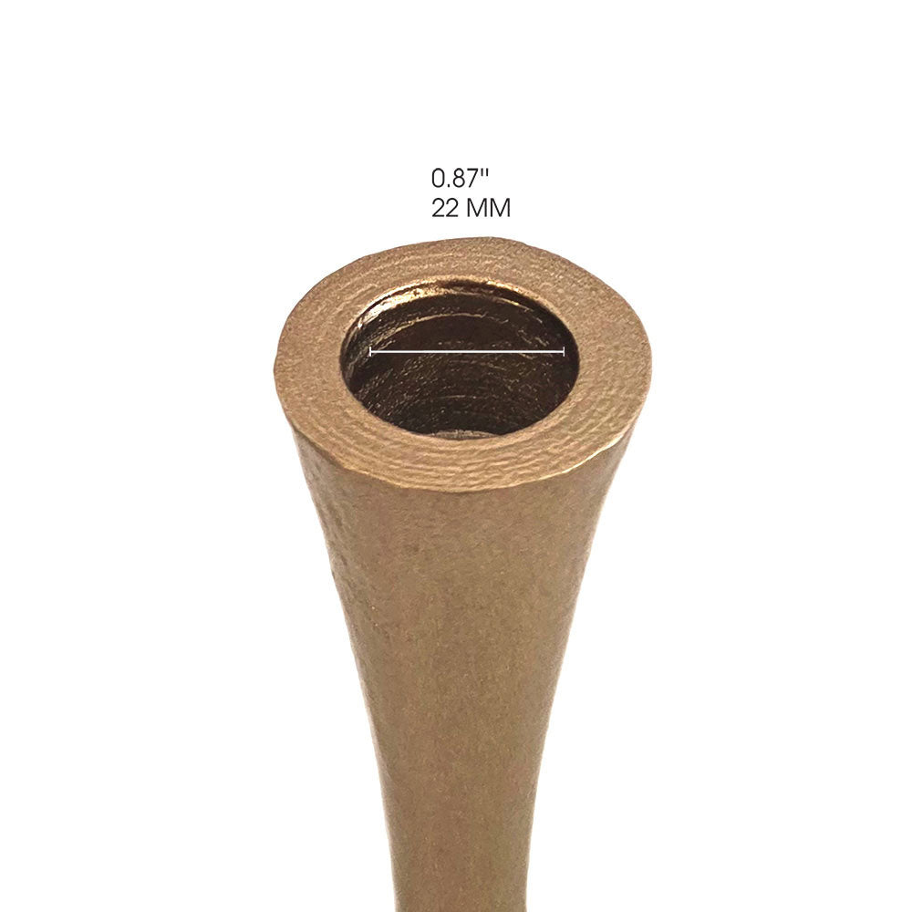 Modern Tapered Cast Aluminum Candlesticks, 4.7" Brass