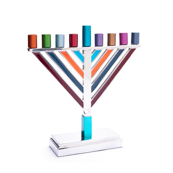 Modern Aluminum Chabad Menorah, Multicolor 7"