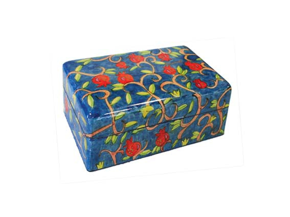 Hand Painted Wood Jewelry Box, Pomegranate