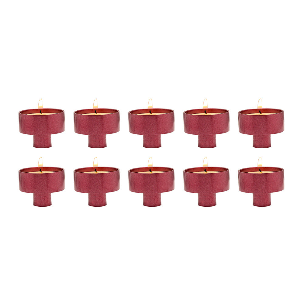 Anodized Aluminum Tea Light Adaptor, Maroon Set of 10