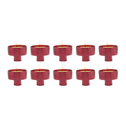 Anodized Aluminum Tea Light Adaptor, Maroon Set of 10