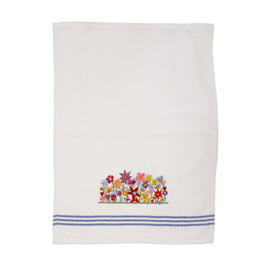 Embroidered Cotton Netilat Yedayim Towel, Floral
