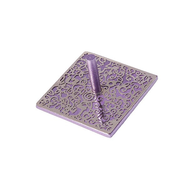 Metal Cutout Flat Dreidel, Purple and Silver