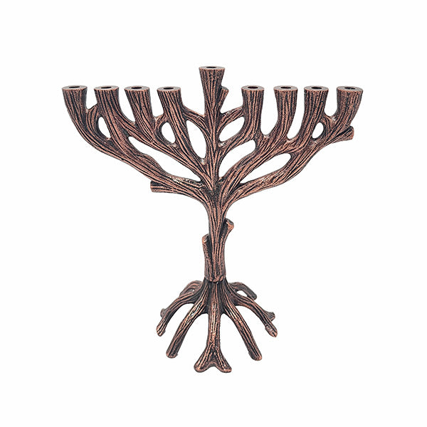 Tree Branch Metal Menorah, Tree of Life, 9"