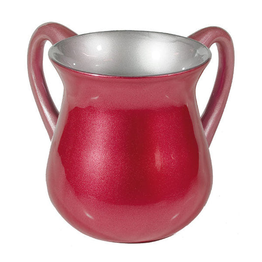 Two Handled Aluminum Netilat Yadayim Cup, Maroon