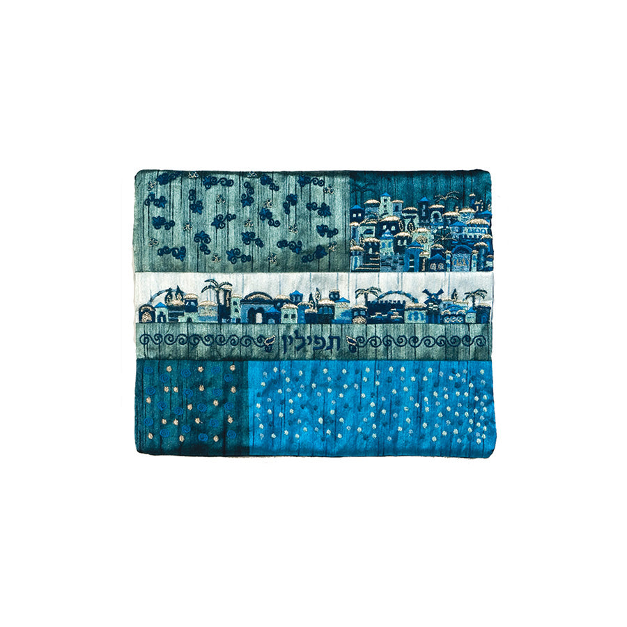 Embroidered Silk Tefillin Bag, Jerusalem